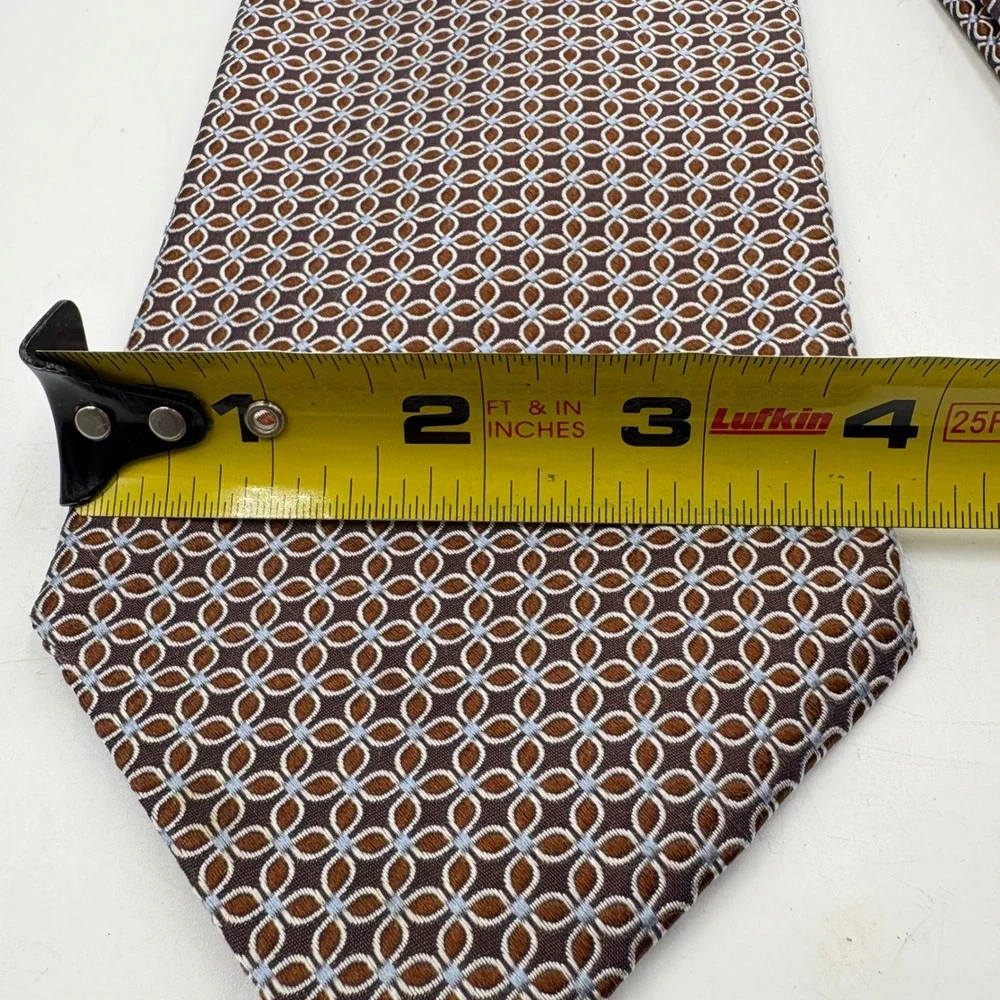 Brooks Brothers Tie Mens OS Brown Excellent Silk Geometric Medallion Italy